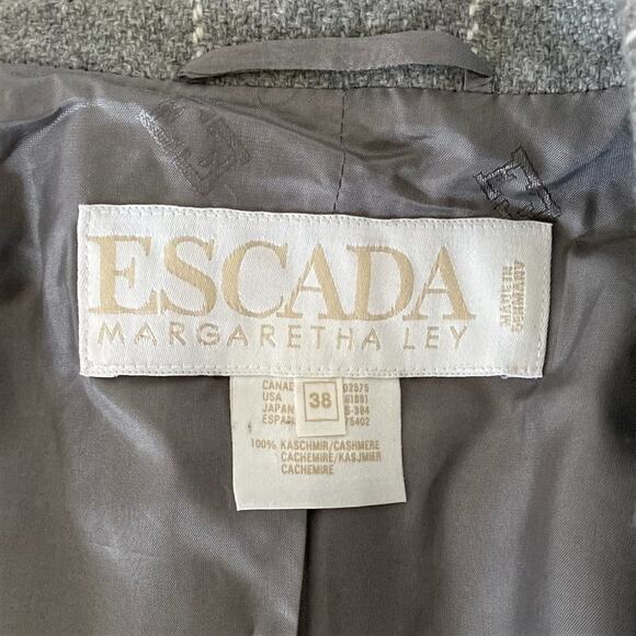 Escada Margaretha Ley Gray Windowpane Check Cashmere Blazer - US Size 6 / DE 38 - Picture 6 of 6